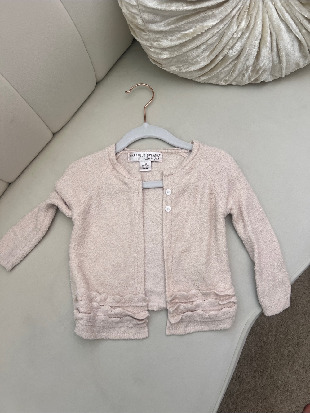 Barefoot Dreams Blush Pink Girls' Ruffle-Trim Cardigan